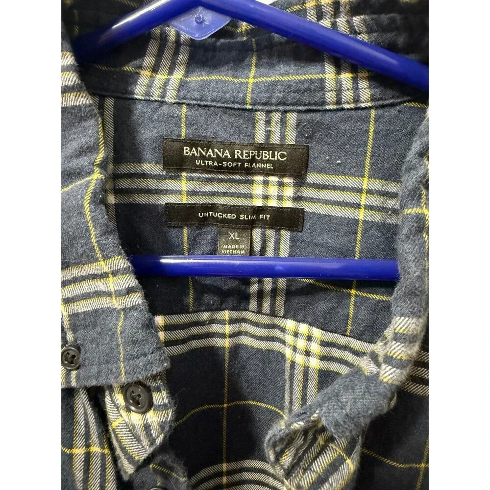 Banana Republic Men’s Long Sleeve Plaid Shirt 100% Cotton XL
